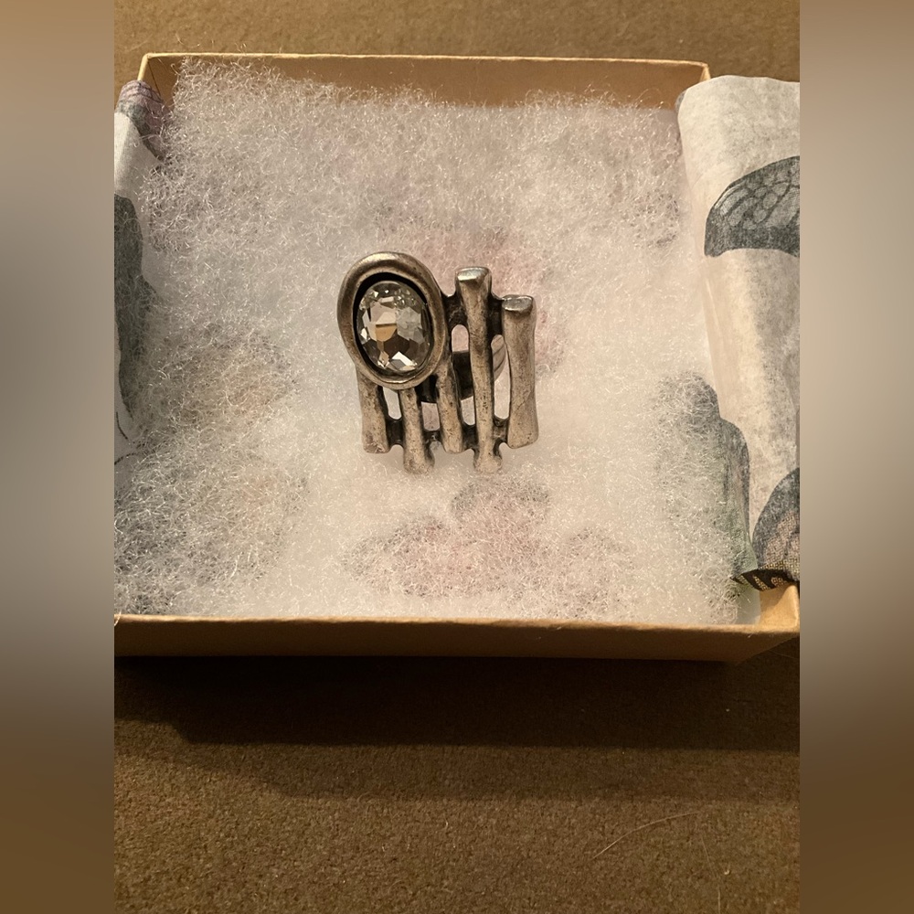 Silver Ring With Large Clear Rhinestone - image 2